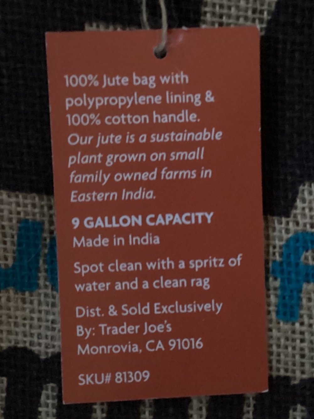 Trader Joe's Large Jute Pasadena Coffee Beans Tote NWT - Picture 7 of 7